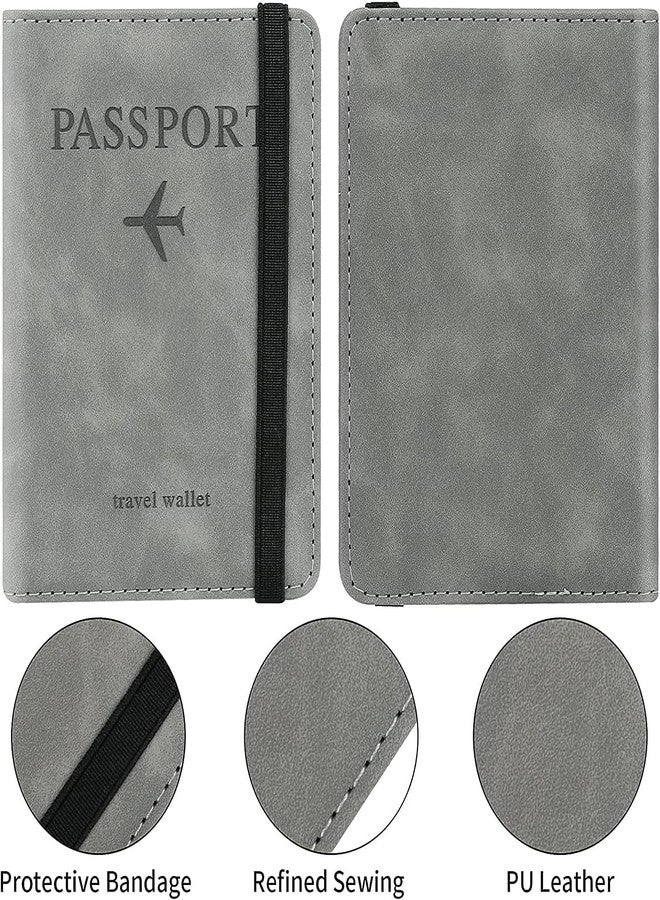 Stealodeal RFID Protector Grey Passport Holder Travel Wallet Organiser, Passport Case with PU Leather Travel Document Holder for Men & Women Travel Accessories - Image 4