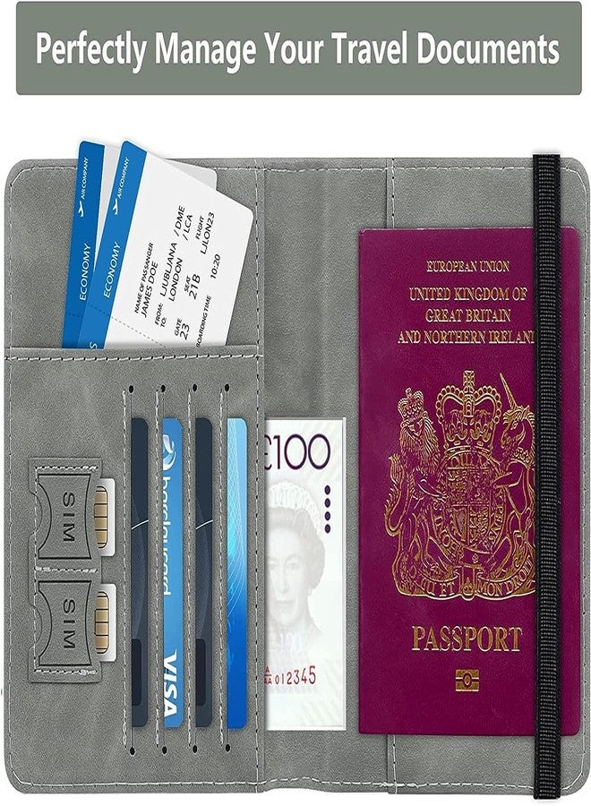 Stealodeal RFID Protector Grey Passport Holder Travel Wallet Organiser, Passport Case with PU Leather Travel Document Holder for Men & Women Travel Accessories - Image 5