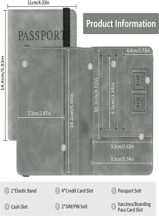 Stealodeal RFID Protector Grey Passport Holder Travel Wallet Organiser, Passport Case with PU Leather Travel Document Holder for Men & Women Travel Accessories - Image 3