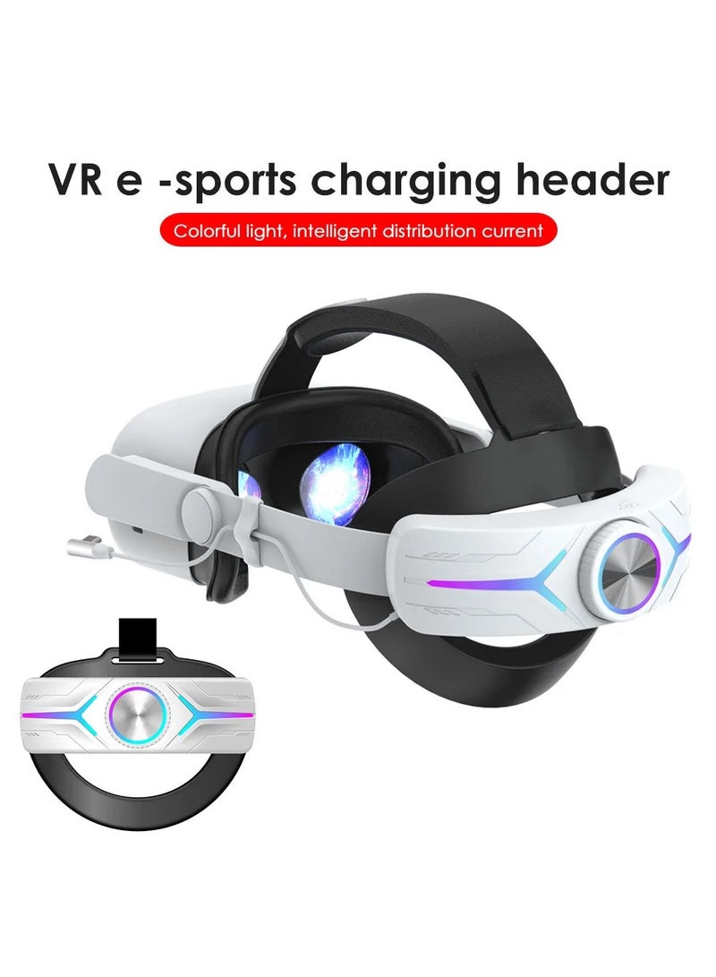 2in1 Charging Head Strap for Oculus Quest 2 Adjustable Alternative 8000mAh Head Strap For Oculus Quest 2 VR Accessories (White) - Image 5
