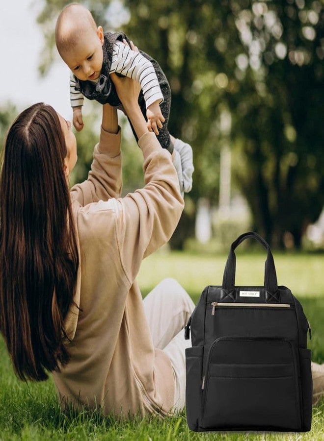 موذرلي حقيبة حفاضات Motherly Evoke للأمهات للسفر، حقيبة حمل للمواليد الجدد، حقيبة سفر للأمهات، حقيبة مستشفى متعددة الجيوب مقاومة للماء للأمهات مع ضمان وعروض (أسود) - Image 2