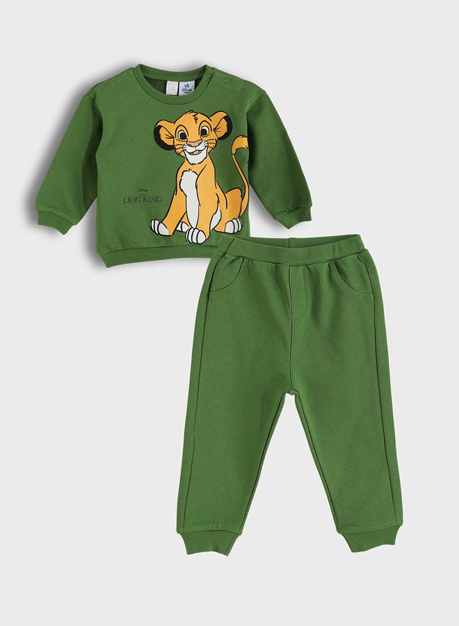 LC WAIKIKI Crew Neck Lion King Printed Baby Boys' Sweatshirt and Pants 2 Pack Set - Image 1
