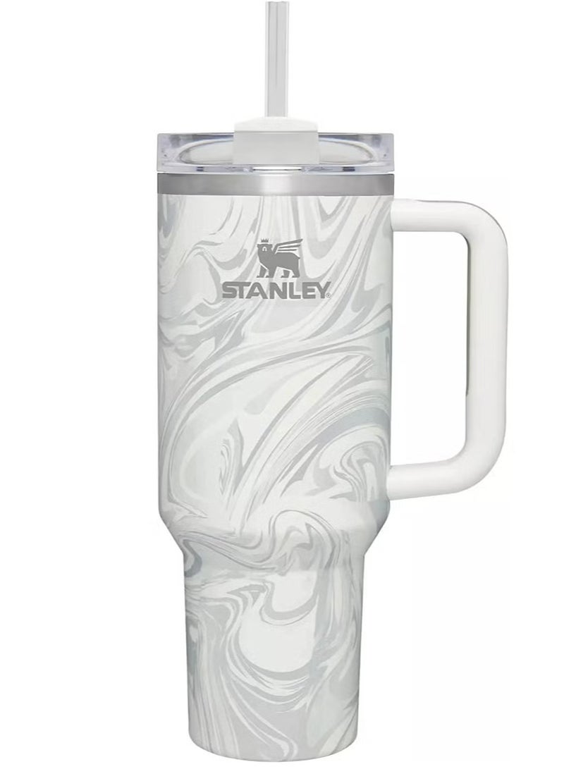 Stanley Quencher H2.0 FlowState 40oz Vacuum Insulated Tumbler – Rose Quartz Swirl Travel Mug with Reusable Lid and Straw for Water, Coffee, Smoothies, and Iced Tea – Durable, Stylish, Leakproof, Keeps Drinks Hot or Cold for Hours - Image 1