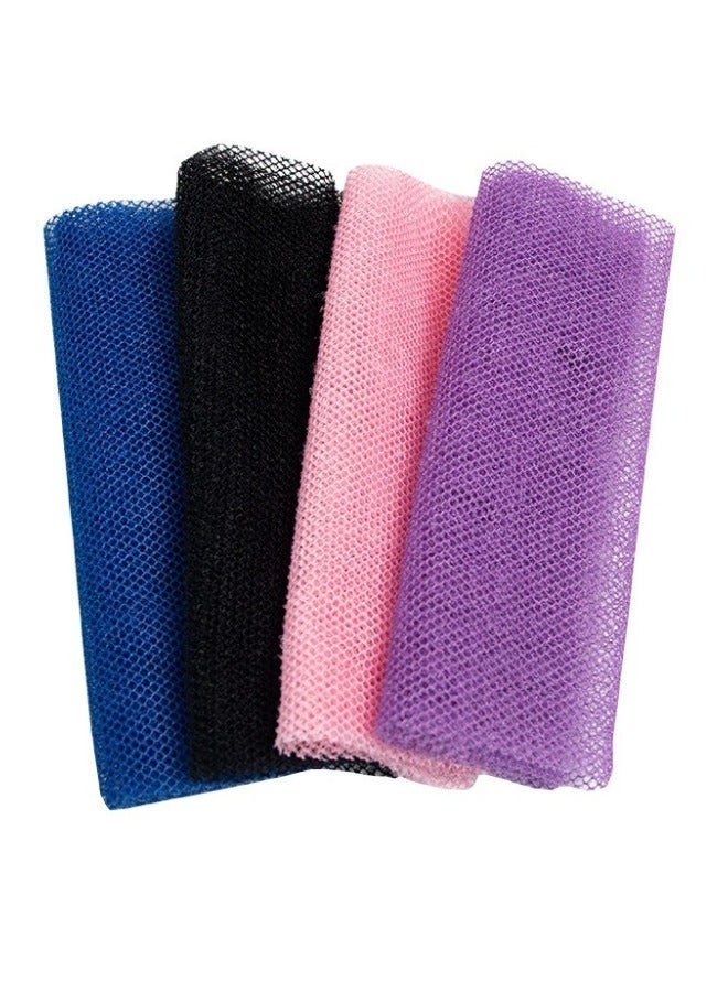 HOMESTAR 4 PCS African Net Bath Sponge Exfoliating Net, Nylon Long Net Bath Sponge Shower Body Scrubber Net Back Scrubber Skin Smoother for Daily Use, Black, Blue, Pink, Purple - Image 3