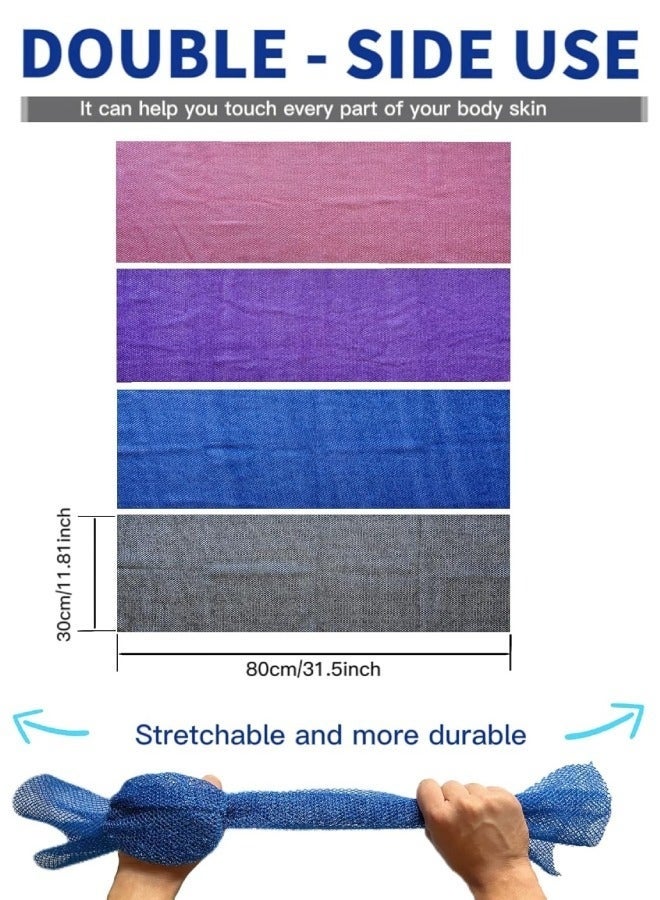 HOMESTAR 4 PCS African Net Bath Sponge Exfoliating Net, Nylon Long Net Bath Sponge Shower Body Scrubber Net Back Scrubber Skin Smoother for Daily Use, Black, Blue, Pink, Purple - Image 4