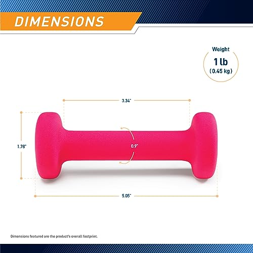Marcy Neoprene Dumbbell, Single Piece, 1-lb, Fuchsia - Image 2