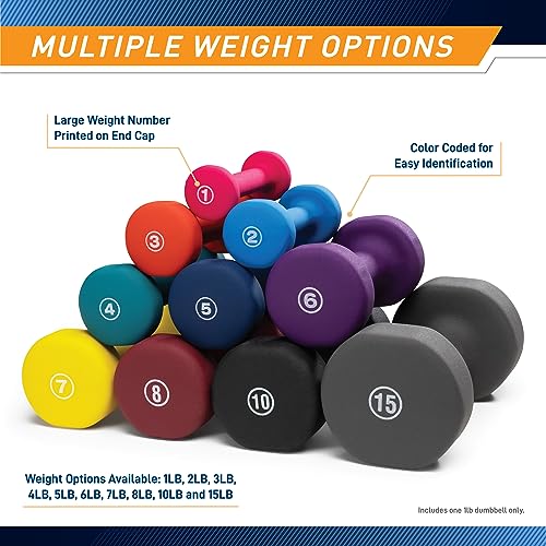Marcy Neoprene Dumbbell, Single Piece, 1-lb, Fuchsia - Image 5