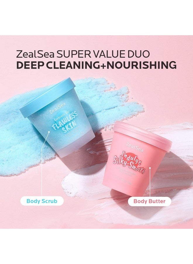 ZealSea ZealSea Body Scrub & Body Butter Set: Dead Sea Salt Exfoliating Natural Body Scrub Moisturizing Brightening Body Hand Legs Foot Scrub 9.88 Oz and Coconut Shea Body Butter 7.05 Oz for Women Men - Image 2