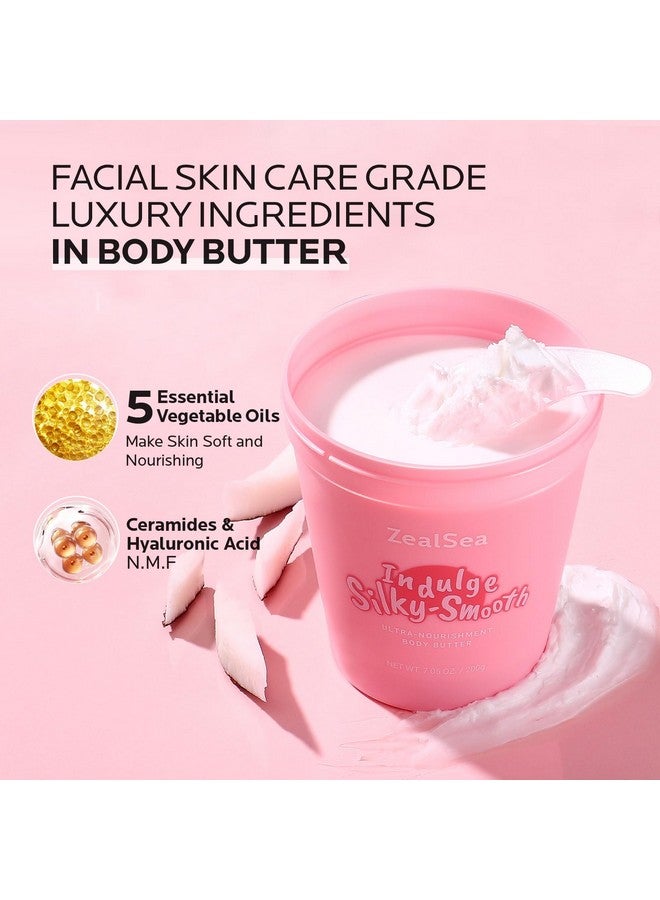 ZealSea ZealSea Body Scrub & Body Butter Set: Dead Sea Salt Exfoliating Natural Body Scrub Moisturizing Brightening Body Hand Legs Foot Scrub 9.88 Oz and Coconut Shea Body Butter 7.05 Oz for Women Men - Image 4