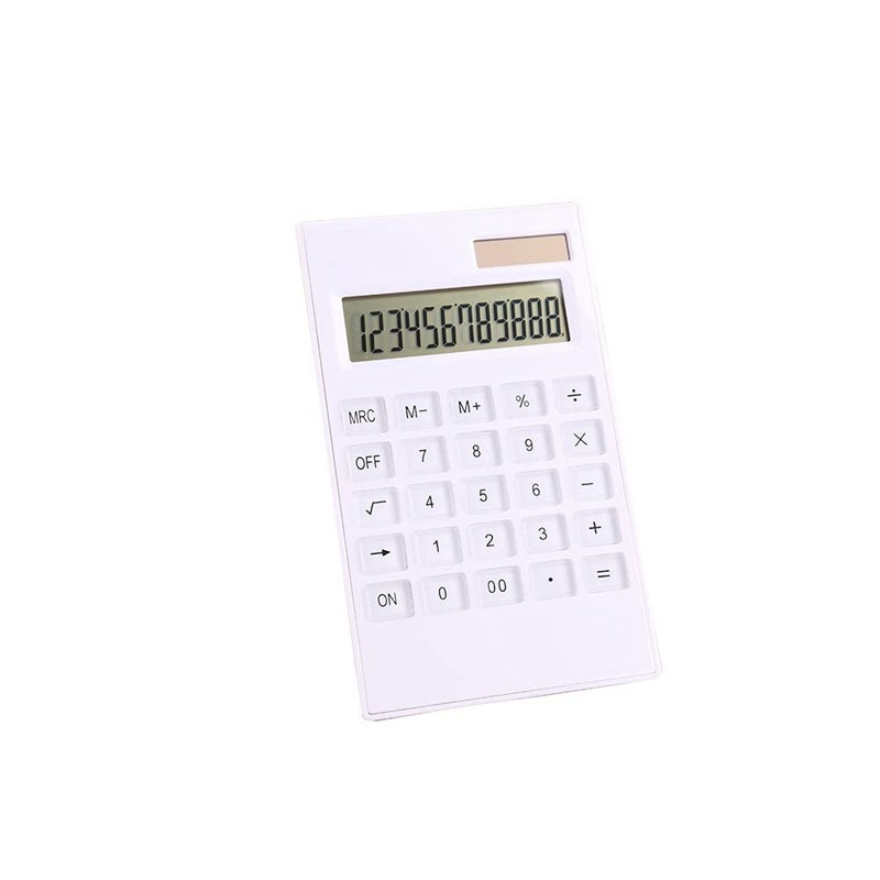12 Digit Solar Dual Power Calculator With Crystal Buttons White Office Supplies - Image 2