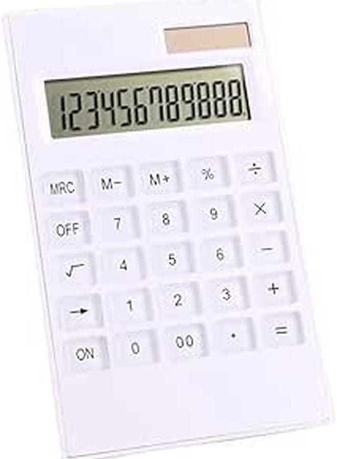 12 Digit Solar Dual Power Calculator With Crystal Buttons White Office Supplies - Image 1