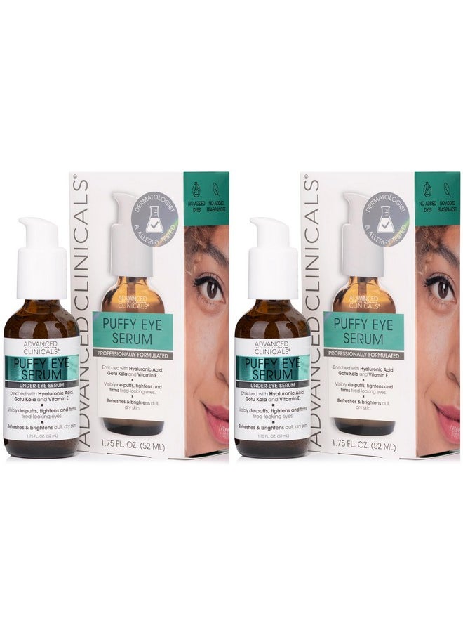 Advanced Clinicals - Puffy Eyes Treatment Eye Serum Anti Aging Brightening & Firming Under Eye Serum With Vitamin E Collagen Gotu Kola Caffeine & Green Tea Helps Hydrate & Calm Puffiness 2Pack - Image 1