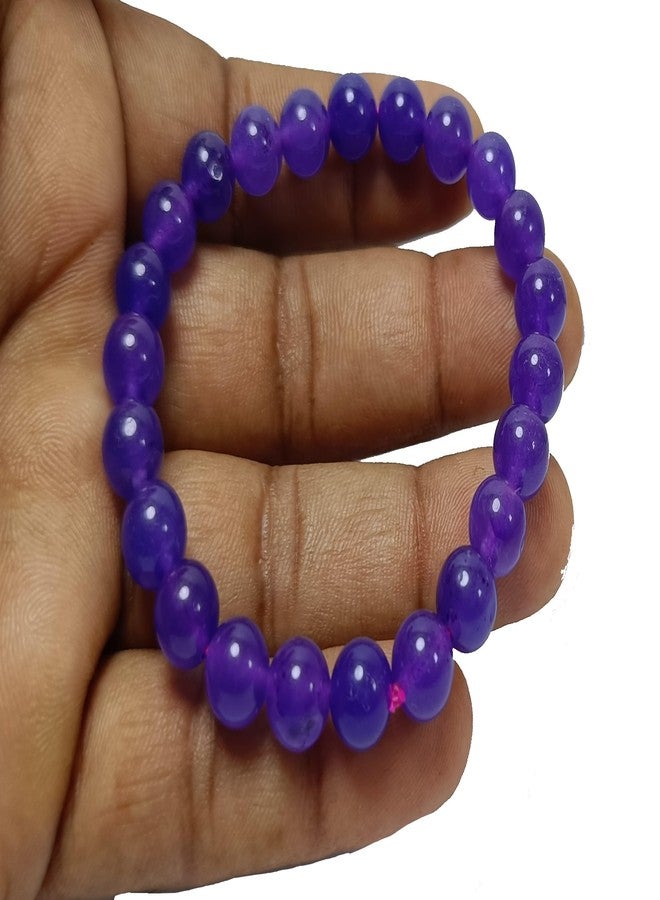 CA AGATE Amethyst Bracelet 8 mm Crystal Stone Bracelet Round Shape for Reiki Healing and Crystal Healing Stones - Image 3
