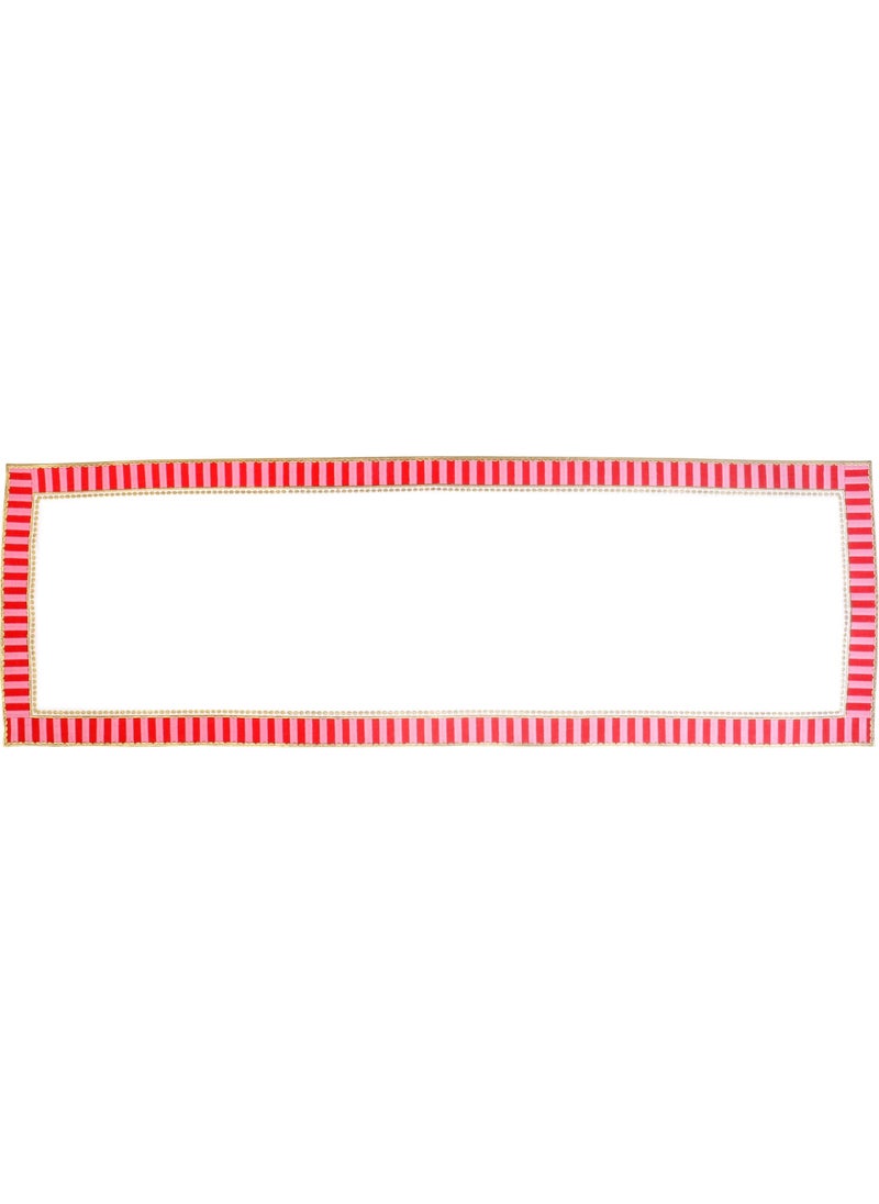 Ge Living - Pink Checkered Embroidered Decorative Candy Runner - Image 1
