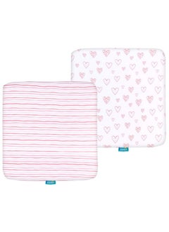 Square Playard/Playpen Fitted Sheets, Perfect for 36 X 36 Portable Playard, 2 Pack, 100% Jersey Knit Cotton Fitted Sheets, Mild Pink Stripes and Hearts Print for Baby Girls - pzsku/Z11C4C5CBDC4ABBB7A8A2Z/45/_/1737030828/b6ab8181-b205-4aee-87f1-350492daac62