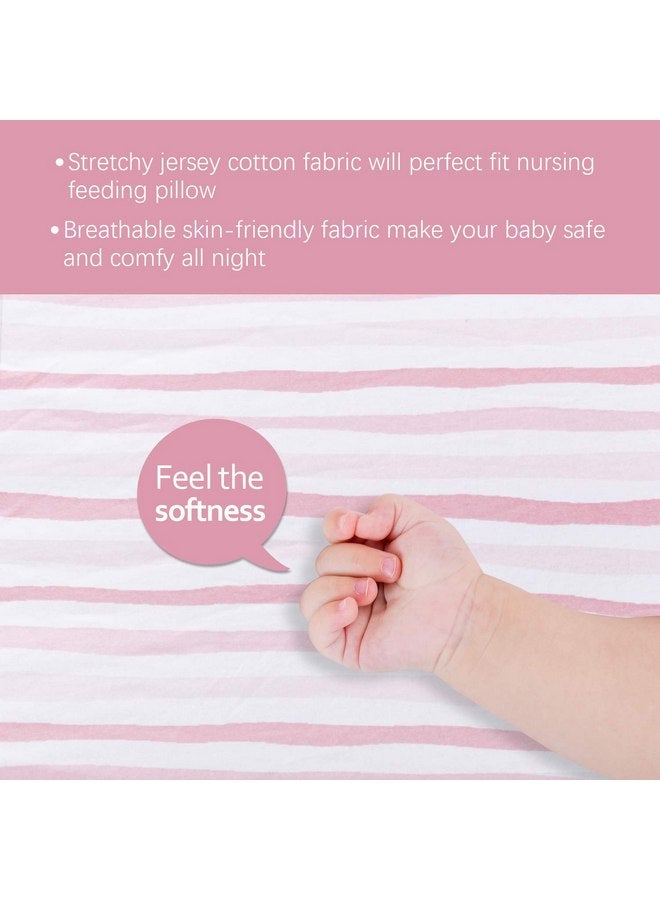 Biloban Square Playard/Playpen Fitted Sheets, Perfect for 36 X 36 Portable Playard, 2 Pack, 100% Jersey Knit Cotton Fitted Sheets, Mild Pink Stripes and Hearts Print for Baby Girls - Image 2