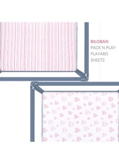 Square Playard/Playpen Fitted Sheets, Perfect for 36 X 36 Portable Playard, 2 Pack, 100% Jersey Knit Cotton Fitted Sheets, Mild Pink Stripes and Hearts Print for Baby Girls - pzsku/Z11C4C5CBDC4ABBB7A8A2Z/45/_/1737031083/1949e4af-6242-4ece-bb1f-cfb155bcca5e