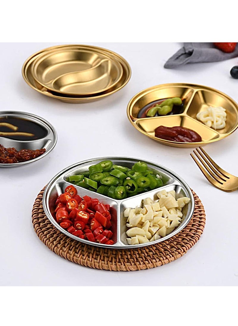 NIBEMINENT - Appetizer Plates, Mini Sauce Dishes, Side Dish Bowls, Soy Dish, Small Bowl Dishes for BBQ Condiments, Appetizer, Dessert Sushi 3 sizes, large, medium and small 6 Pack Golden, Compartment - Image 1