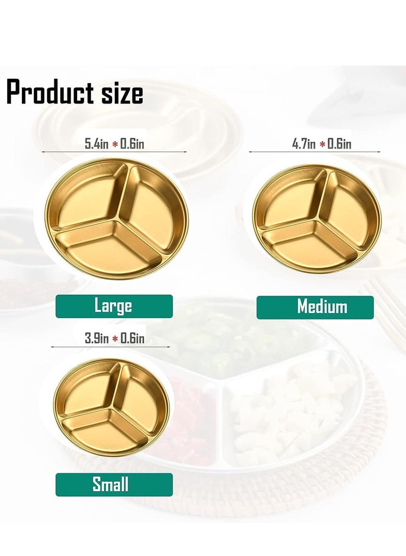 NIBEMINENT - Appetizer Plates, Mini Sauce Dishes, Side Dish Bowls, Soy Dish, Small Bowl Dishes for BBQ Condiments, Appetizer, Dessert Sushi 3 sizes, large, medium and small 6 Pack Golden, Compartment - Image 1