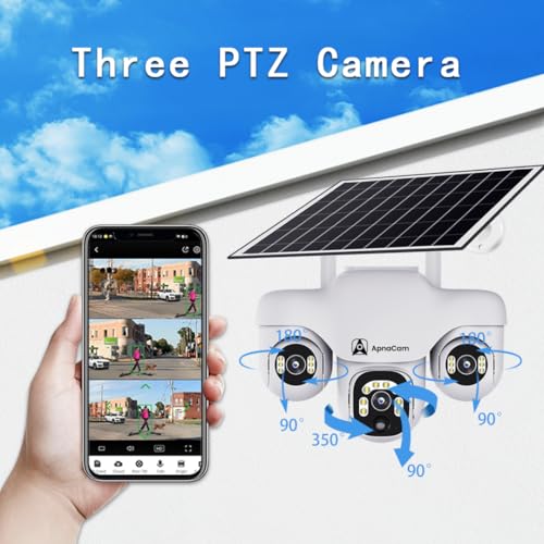 ApnaCam 6MP 4G SIM Solar Powered 3 Lens PTZ Camera | 360° View | Night Vision, Motion Detection & Two-Way Audio | Wireless Outdoor CCTV with Solar Panel | 128GB Storage | Waterproof Security Camera - Image 3