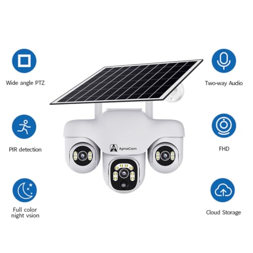 ApnaCam 6MP 4G SIM Solar Powered 3 Lens PTZ Camera | 360° View | Night Vision, Motion Detection & Two-Way Audio | Wireless Outdoor CCTV with Solar Panel | 128GB Storage | Waterproof Security Camera - Image 2