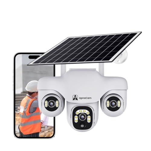 ApnaCam 6MP 4G SIM Solar Powered 3 Lens PTZ Camera | 360° View | Night Vision, Motion Detection & Two-Way Audio | Wireless Outdoor CCTV with Solar Panel | 128GB Storage | Waterproof Security Camera - Image 1