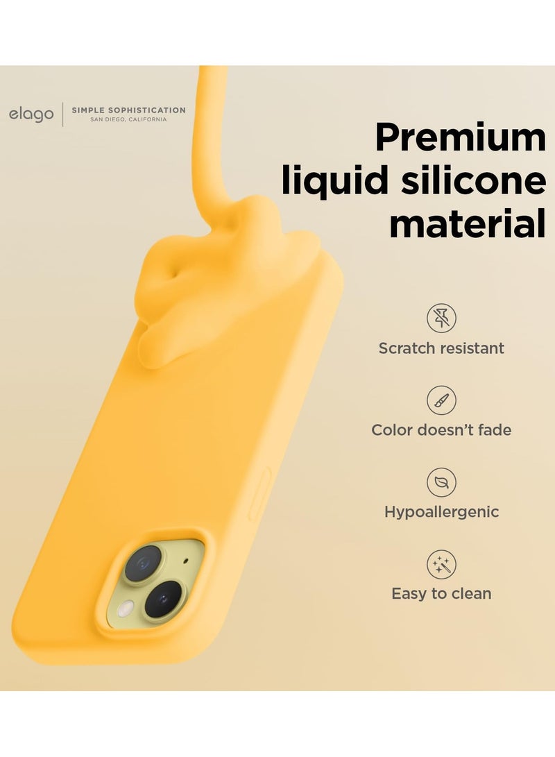 elago Liquid Silicone for iPhone 15 case cover Full Body Protection, Shockproof, Slim, Anti-Scratch Soft Microfiber Lining - Sunshine - Image 3
