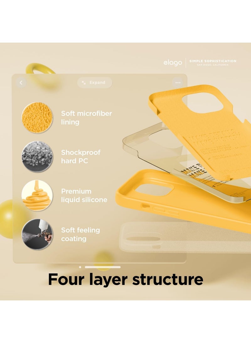 elago Liquid Silicone for iPhone 15 case cover Full Body Protection, Shockproof, Slim, Anti-Scratch Soft Microfiber Lining - Sunshine - Image 4