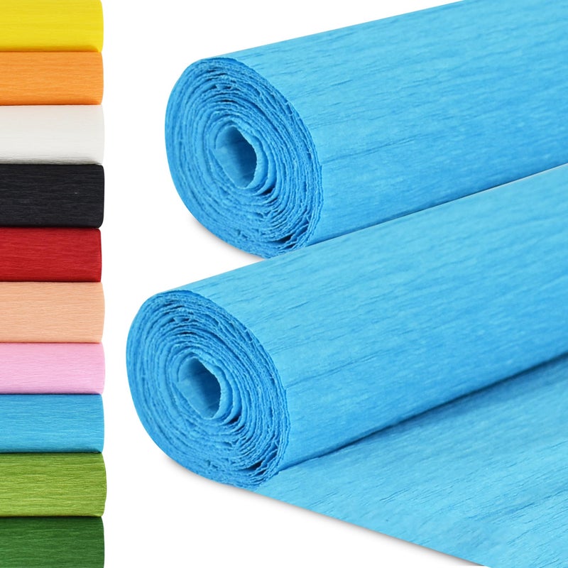 BEISHIDA Lake Blue Crepe Paper Roll, 9.8 Inch Wide 8ft Long Crepe Paper Sheet for Flower Making, Wedding Ceremony, Birthday Holiday Party Decoration,DIY Craft(2Rolls) - Image 1