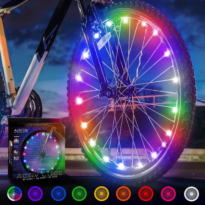 Activ Life LED Bike Wheel Lights with Batteries Included, Get 100% Brighter and Visible from All Angles for Ultimate Safety & Style (1 Tire Pack, Multicolor) - Image 1