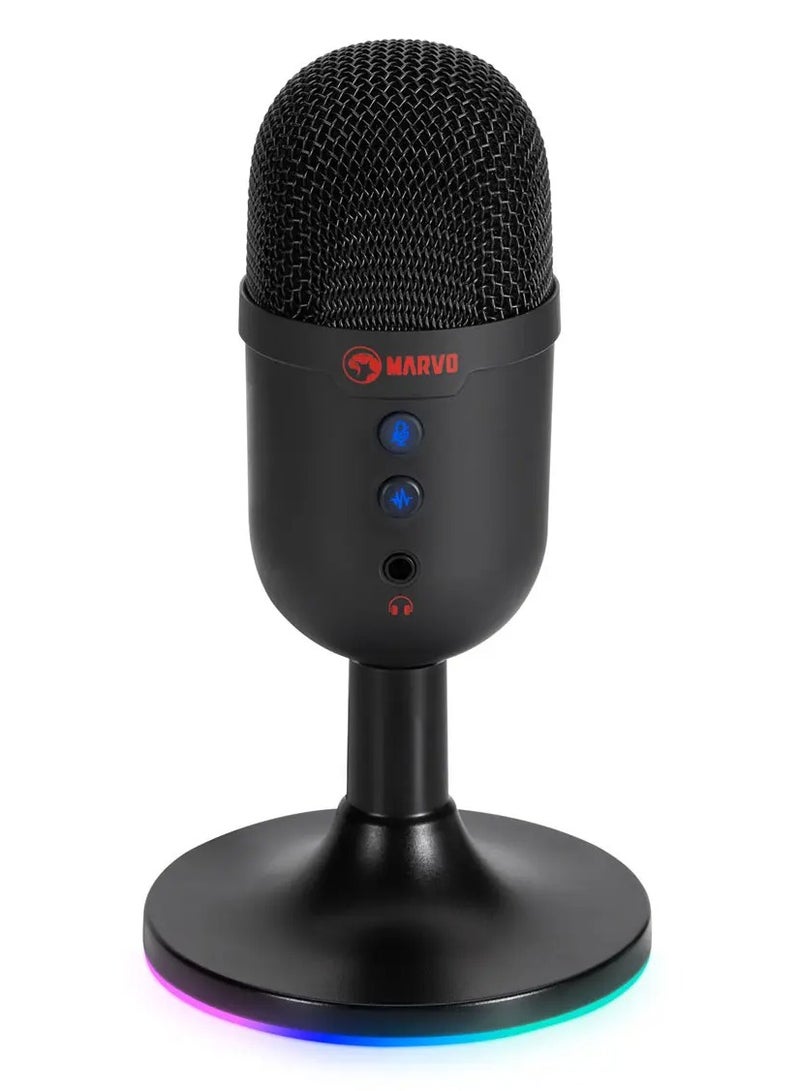 MARVO Wired Gaming Microphone with RGB Backlight - Professional 3D Stereo Live Sound  - Image 1
