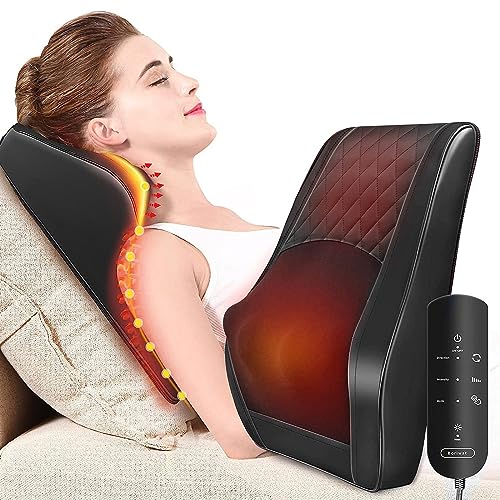 Boriwat Back Massager with Heat 3D Kneading Massage Pillow for Back Neck Shoulder Leg Pain Relief Deep Tissue Gifts for Women Men Mom Dad FSA HSA Eligible