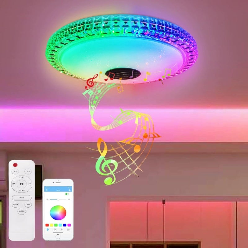 مصباح سقاري لل موسيقى بلوتوث: إضاءة LED بيضاء RGBCW، تزامن الصوت والضوء، تحكم عن بعد عبر تطبيق ذكي - تلطيخ خامل، تصميم مدمج يوفر المساحة لأماكن الحفلات المنزلية والقراءة والعمل - Image 4