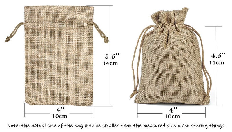 Hapdoo Lot of 100 Burlap Bags with Drawstring Gift Bags Jewelry Pouches Sacks for Wedding Party and DIY Craft, 5 x 3.5 Inches… - Image 2