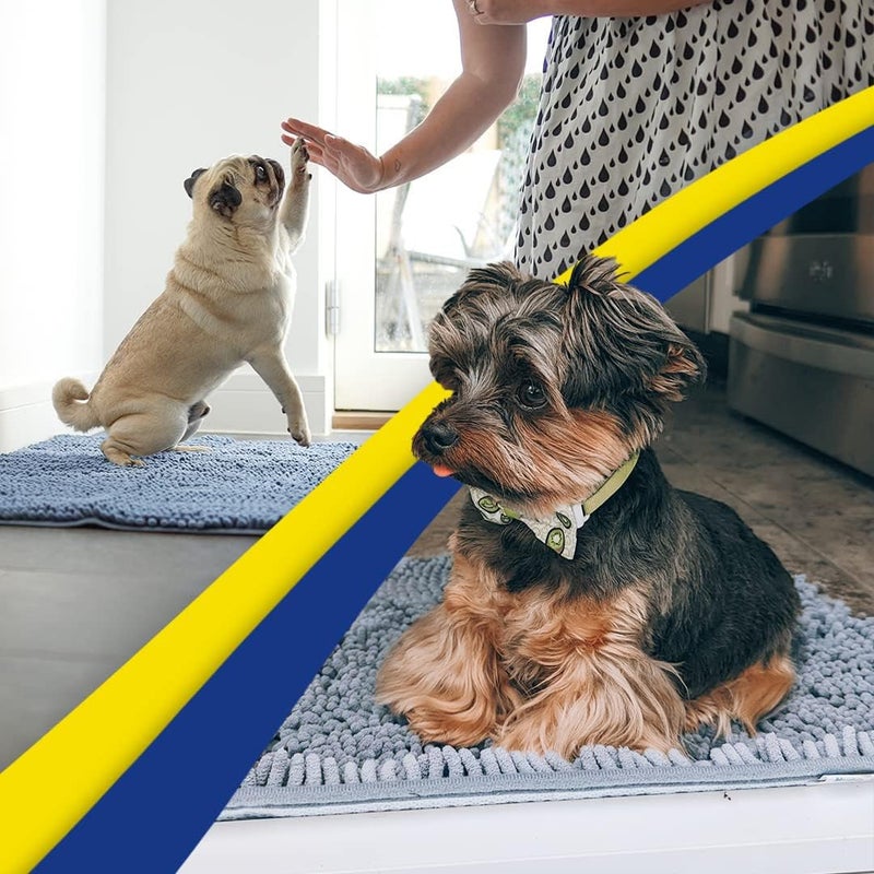 Muddy MatÂ® | Super Absorbent Door Mat Indoor, Microfiber Quick Dry Chenille Entryway Rug, Non-Slip Front Door Mat, Indoor Mats for Entryway, Machine Washable Pet Rug, Baby Blue 24"X60" - Image 2