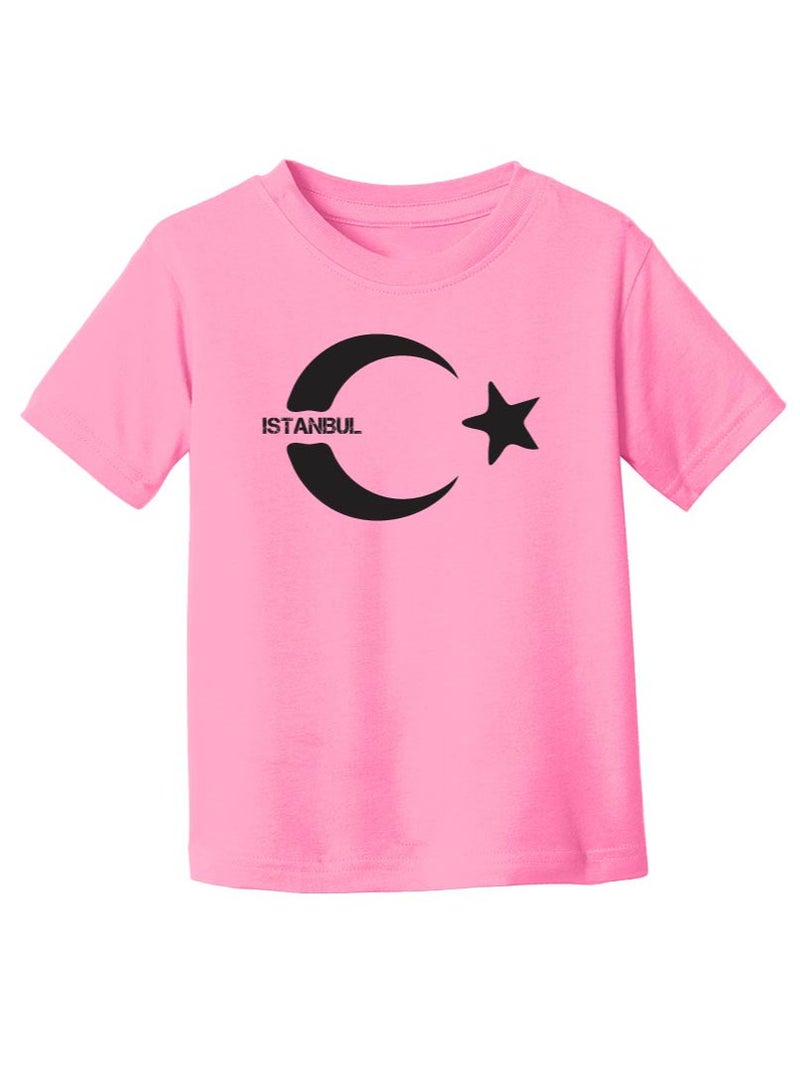 Turkey Girls T-Shirt For Kids | Pink Tee With Istanbul Crescent And Star Print | Soft Cotton Round Neck Short Sleeve | Fun Turkish Design For Little Explorers - Image 4