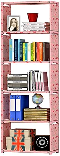 Snazzy 5 Tier Multipurpose Foldable Metal Open Bookshelf, Bookcase, Bookrack, Storage Rack for Home Office Library(Pink Cherry - Image 2