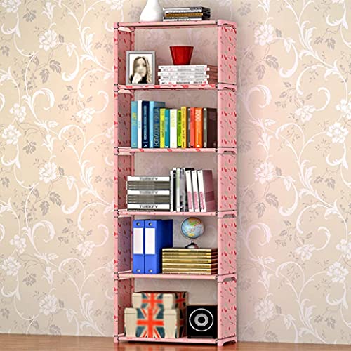 Snazzy 5 Tier Multipurpose Foldable Metal Open Bookshelf, Bookcase, Bookrack, Storage Rack for Home Office Library(Pink Cherry - Image 4