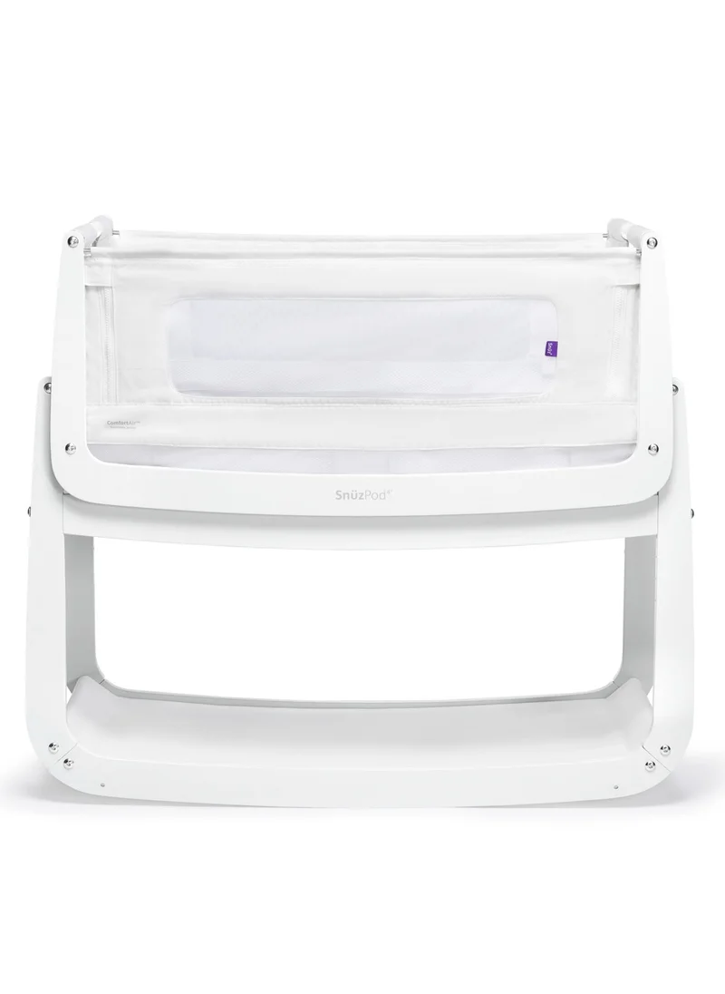 Snuz Pod4 Bedside Crib For Infant And Baby, Increased Air Flow For Better Sleep , 3D Breathable Mattress, Machine Washable Liner, Rocking Stand , Suitable From 0 To 6 Months ( L100 X 49 X H95) - White