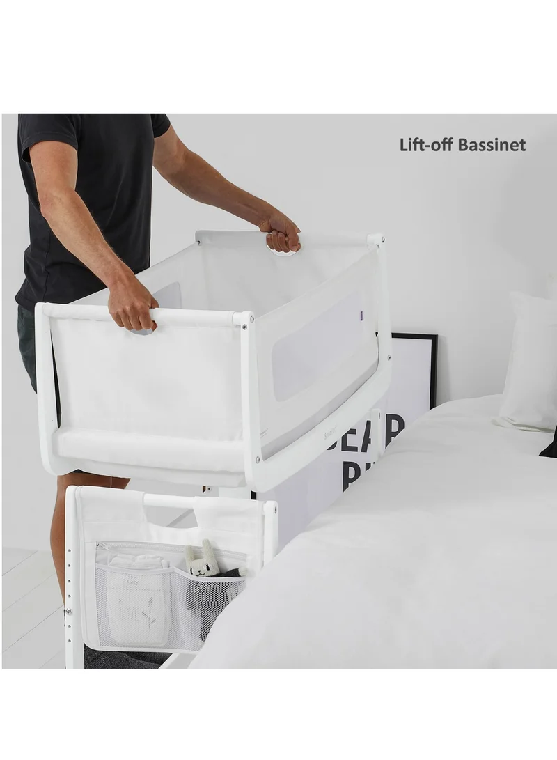 Snuz Pod4 Bedside Crib For Infant And Baby, Increased Air Flow For Better Sleep , 3D Breathable Mattress, Machine Washable Liner, Rocking Stand , Suitable From 0 To 6 Months ( L100 X 49 X H95) - White
