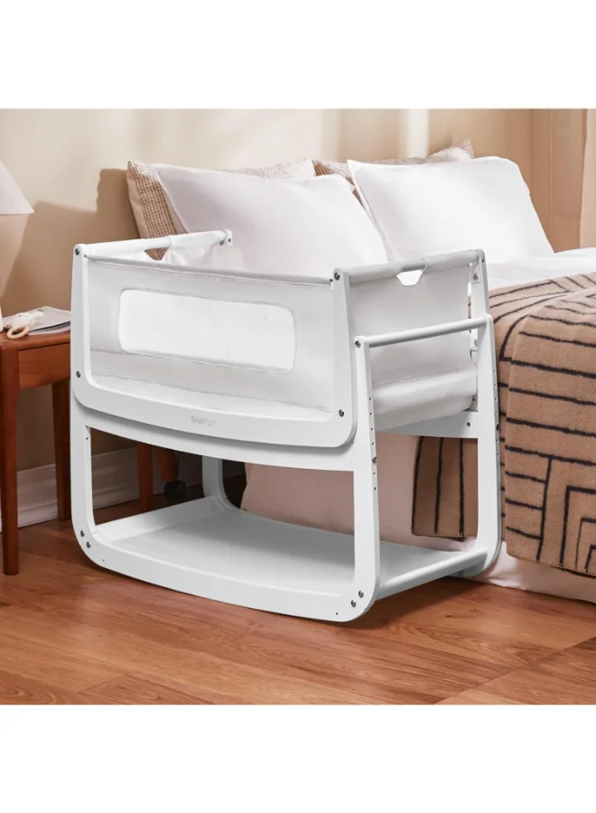 Snuz Pod4 Bedside Crib For Infant And Baby, Increased Air Flow For Better Sleep , 3D Breathable Mattress, Machine Washable Liner, Rocking Stand , Suitable From 0 To 6 Months ( L100 X 49 X H95) - White