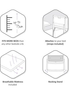 Pod4 Bedside Crib For Infant And Baby, Increased Air Flow For Better Sleep , 3D Breathable Mattress, Machine Washable Liner, Rocking Stand , Suitable From 0 To 6 Months ( L100 X 49 X H95) - White - pzsku/Z11C50875AB6608D9C46FZ/45/_/1734417399/46880d7b-5d2a-47c6-9a0e-16f8176f9f14