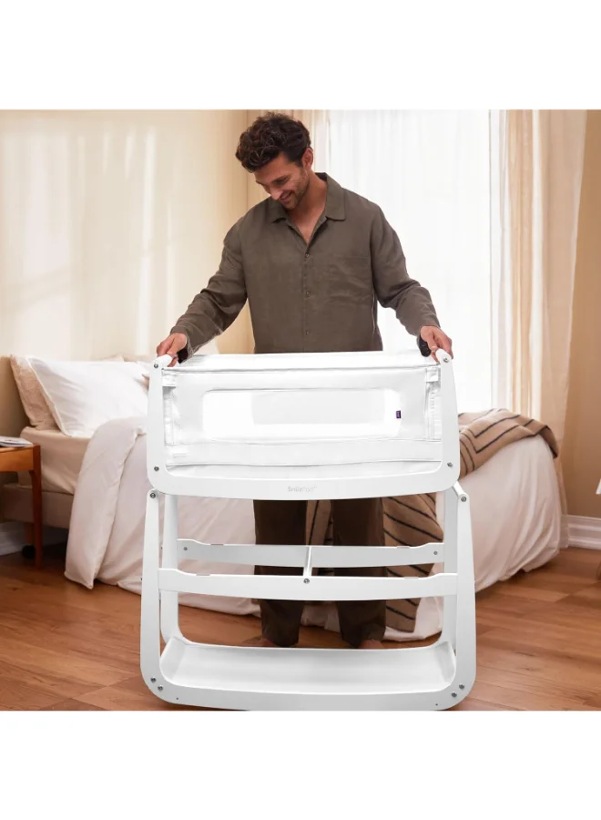Snuz Pod4 Bedside Crib For Infant And Baby, Increased Air Flow For Better Sleep , 3D Breathable Mattress, Machine Washable Liner, Rocking Stand , Suitable From 0 To 6 Months ( L100 X 49 X H95) - White