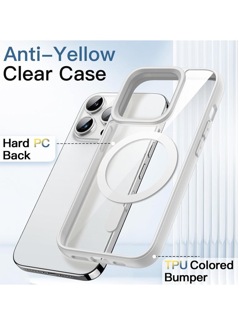 ACLIX Clear Magnetic Case for iPhone 12 Pro Max, Compatible with MagSafe, Plating Luxury Cover, Clear Soft TPU Shockproof Protective Phone Case (White) - Image 2