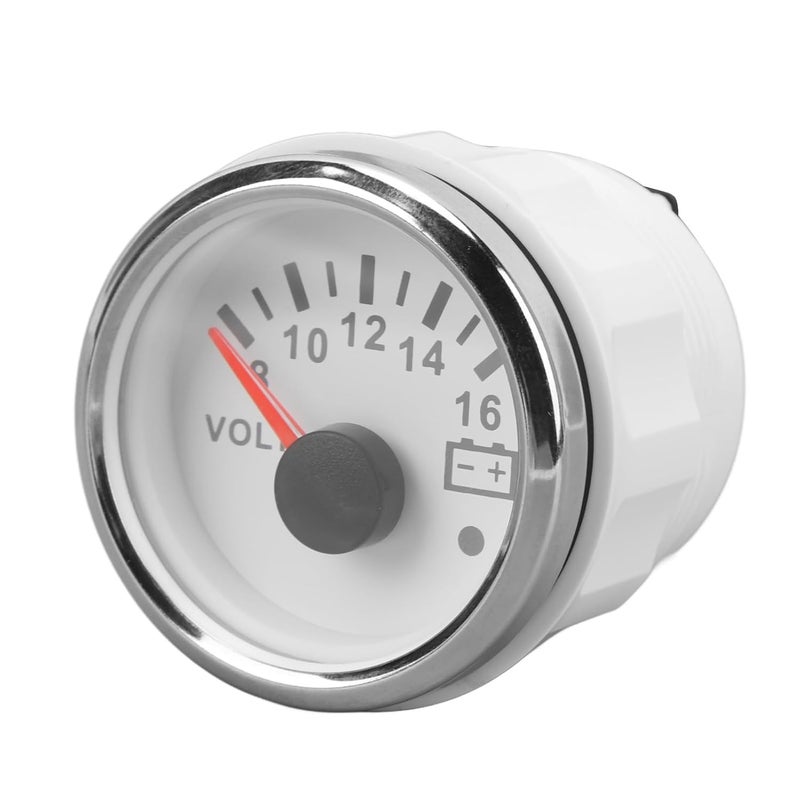 Asixxsix Digital Voltage Meter 52mm Boat Gauge DC9 32V with Backlight for RV Yachts Fishing Boats Ships 7 Light Colors 52mm Universal Voltmeter (White Plate Silver Cover) - Image 2