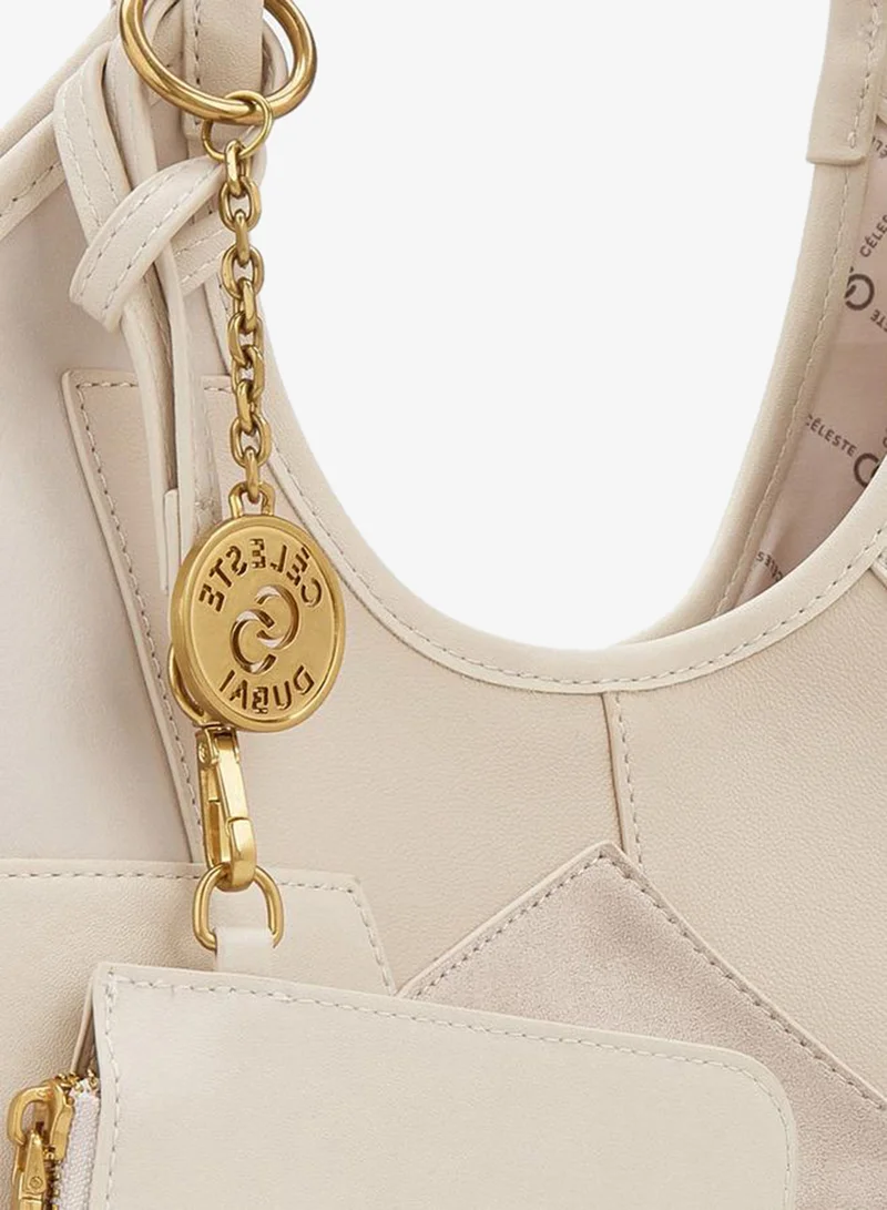 Celeste BEIGE Panelled School Tote Bag With Button Closure - 35x1x58 CM for Women | Best Price UAE