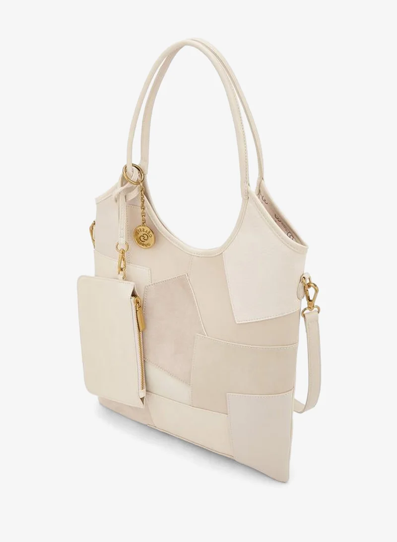Celeste BEIGE Panelled School Tote Bag With Button Closure - 35x1x58 CM for Women | Best Price UAE