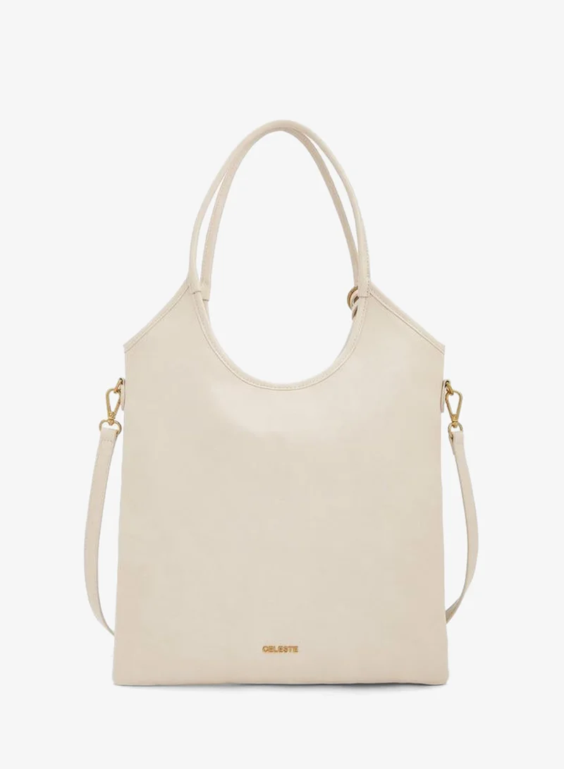 Celeste BEIGE Panelled School Tote Bag With Button Closure - 35x1x58 CM for Women | Best Price UAE