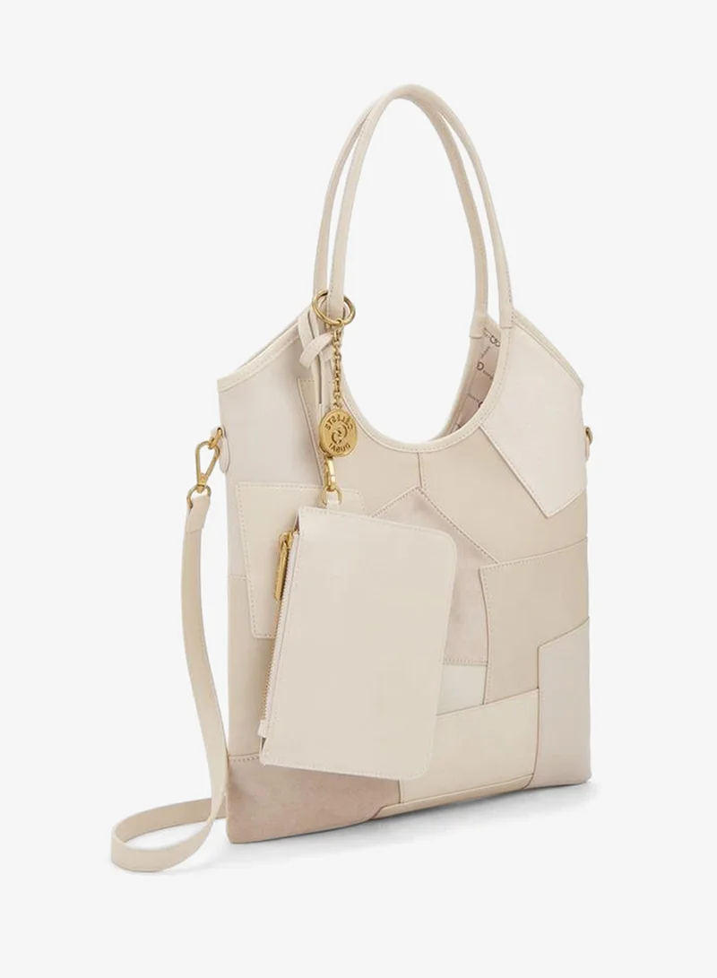 Celeste BEIGE Panelled School Tote Bag With Button Closure - 35x1x58 CM for Women | Best Price UAE
