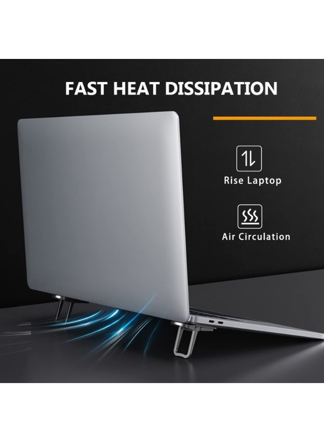 شابية حامل كمبيوتر محمول صغير قابل للطي من سبائك الزنك، حامل لوحة مفاتيح كمبيوتر محمول بزاويتين قابلتين للتعديل، حامل كمبيوتر محمول لاصق غير مرئي ورافعة لوحة مفاتيح للمكتب (أسود) - Image 2